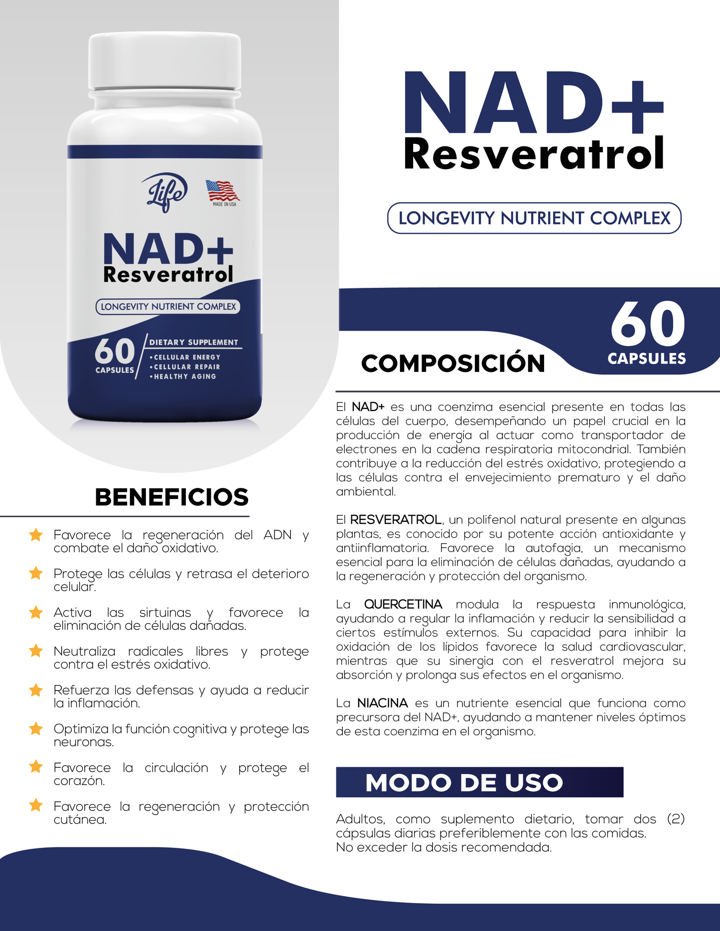 NAD+ Resveratrol: Potente Anti-Envejecimiento